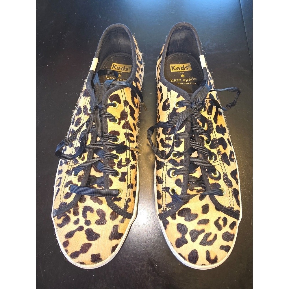 Keds for Kate Spade New York Leopard Print Cow Hair Lace Up Women's Size 8‎
